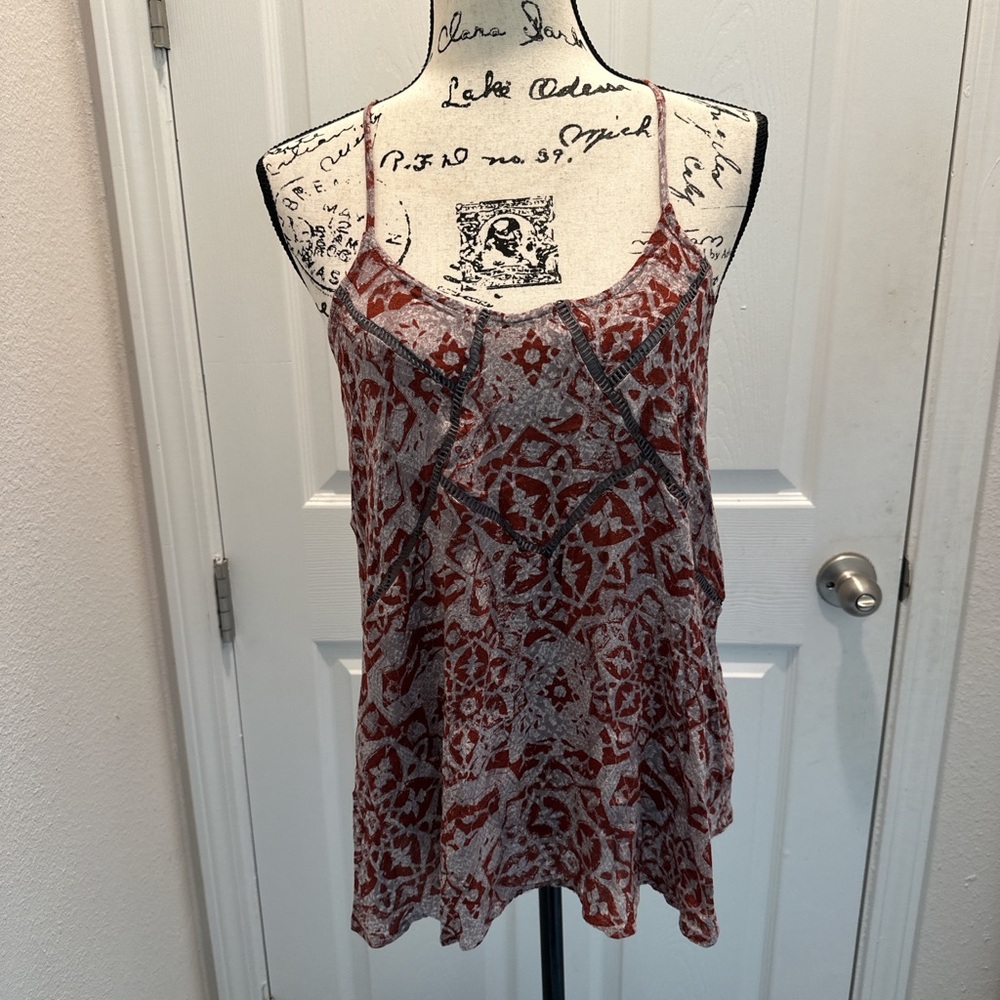 Daytrip Rust Red Printed Spaghetti Strap Tank Top